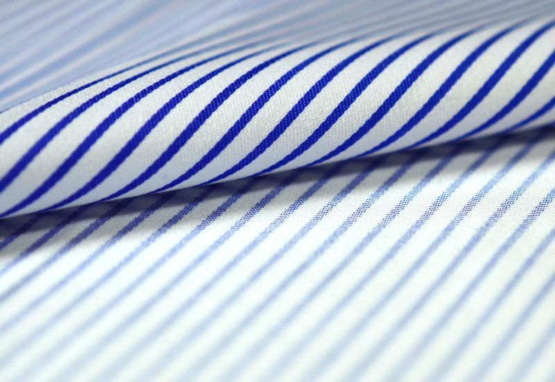 Blue and white striped shirting fabric